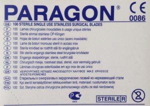 Lame bisturi monouso sterili in acciaio INOX Paragon, confezione da 100 pezzi